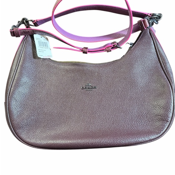 Coach Handbags - COACH Exotic Oxblood Trim EAST/WEST Harley Hobo Leather Purse